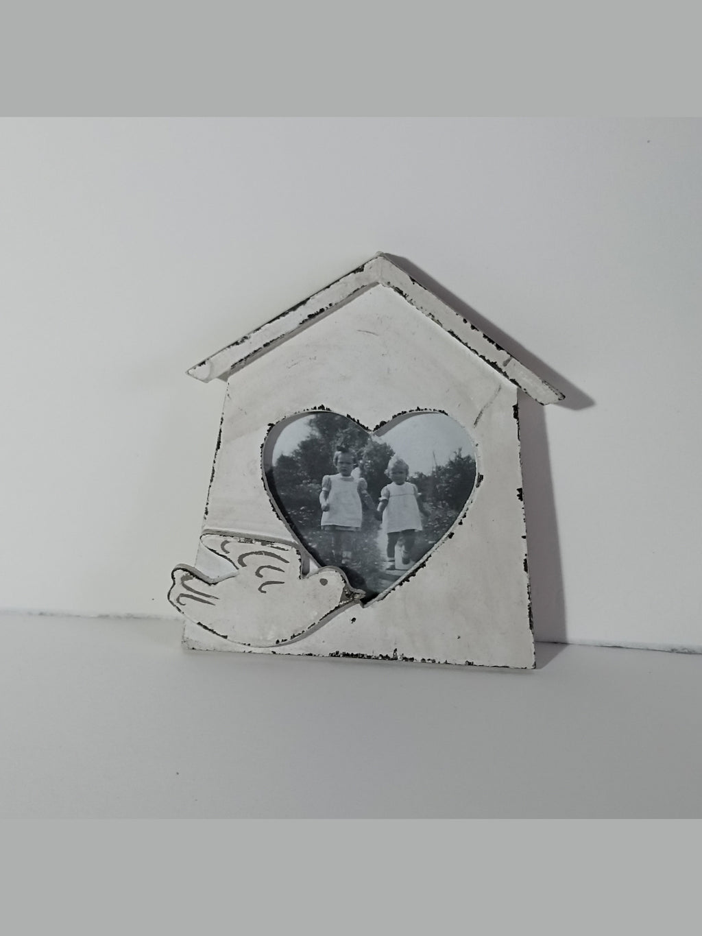 Portafoto da muro in legno con uccellino