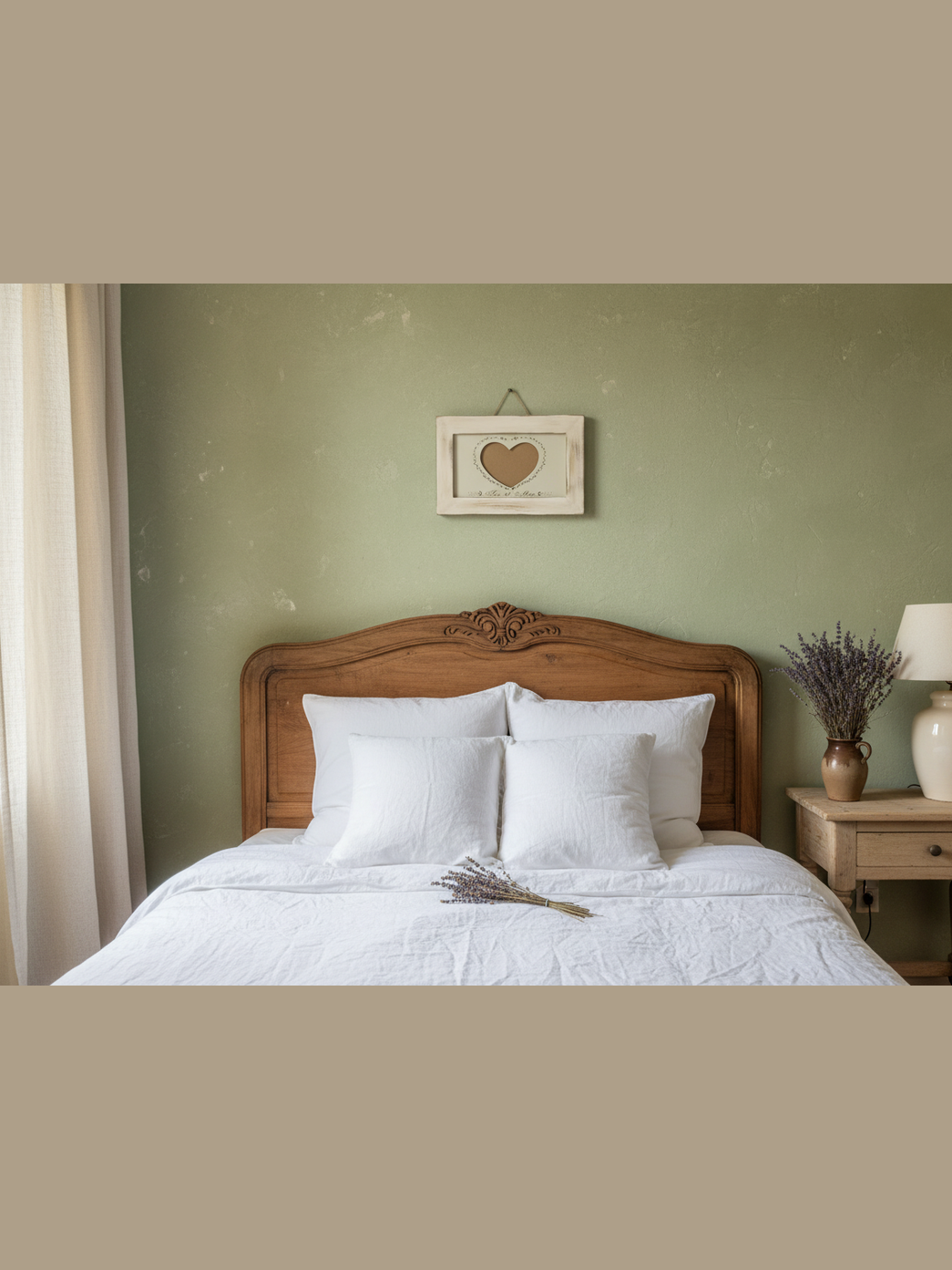 Portafoto da muro in legno stile provenzale con passepartout a cuore